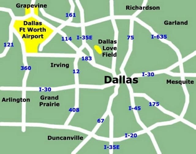 Plan des aéroports de Dallas