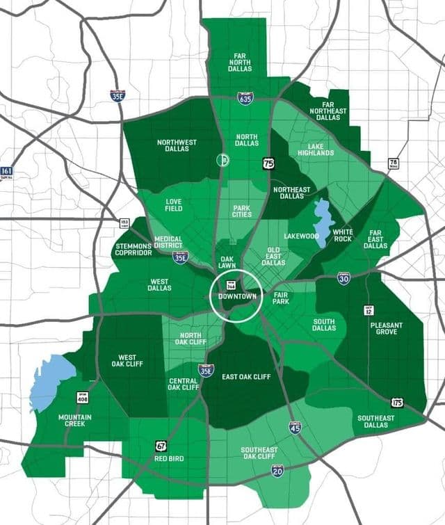 Plan des quartiers de Dallas