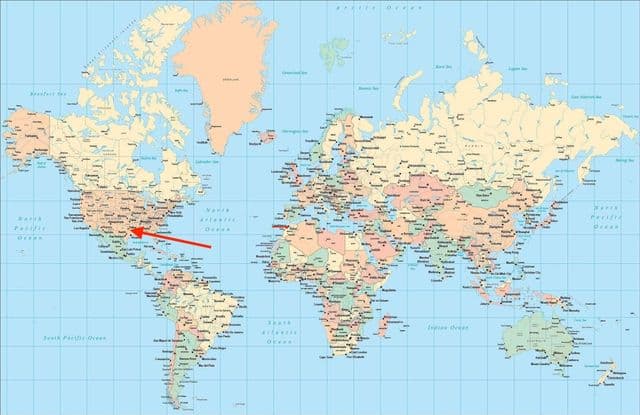 Ville de Dallas sur la carte du monde
