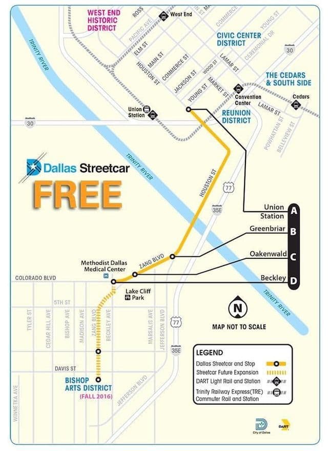 Plan des stations de tramway de Dallas