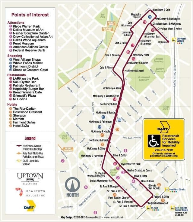 Plan des stations trolley de Dallas