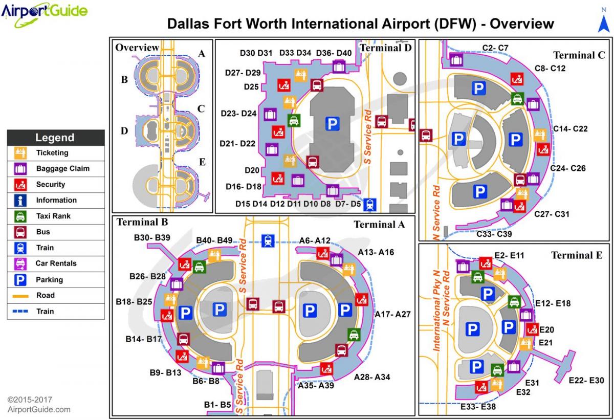 Plan des terminaux aéroport de Dallas