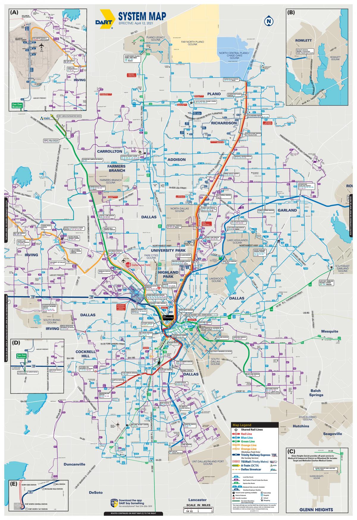 Plan des stations bus de Dallas