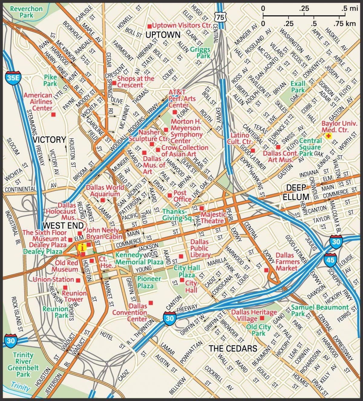 Plan du centre ville de Dallas