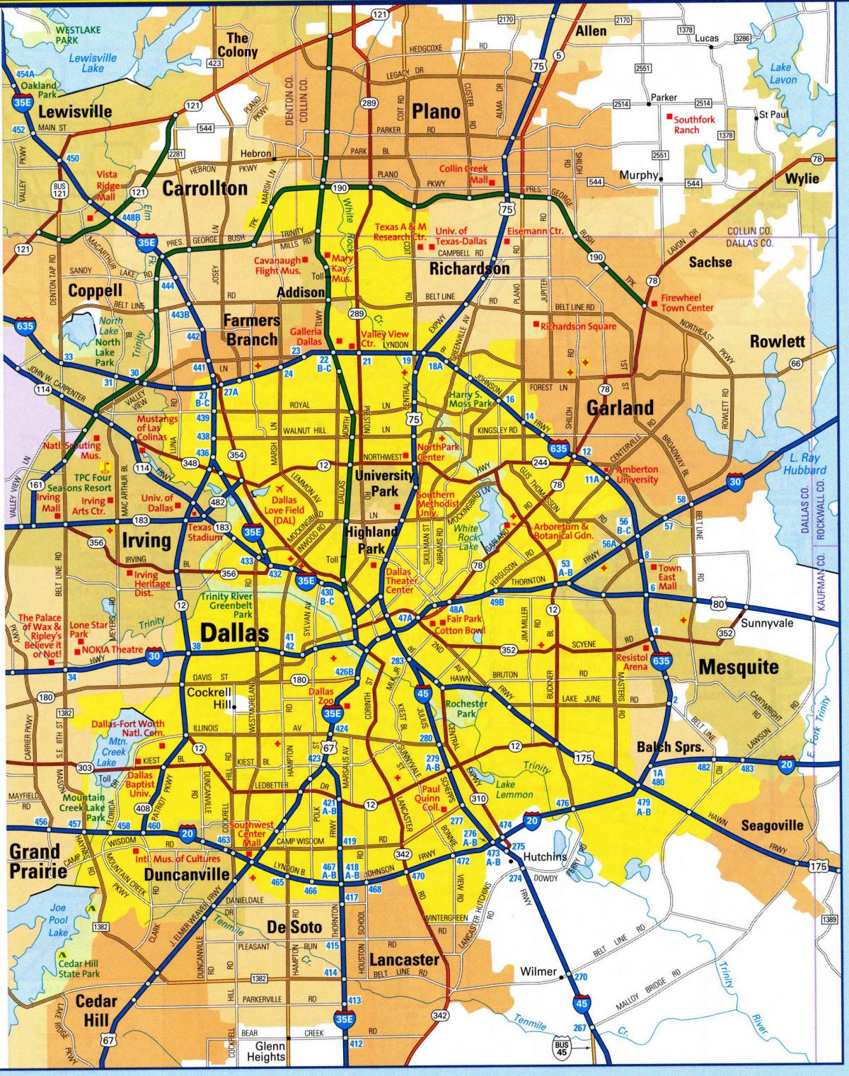 Plan de la ville de Dallas