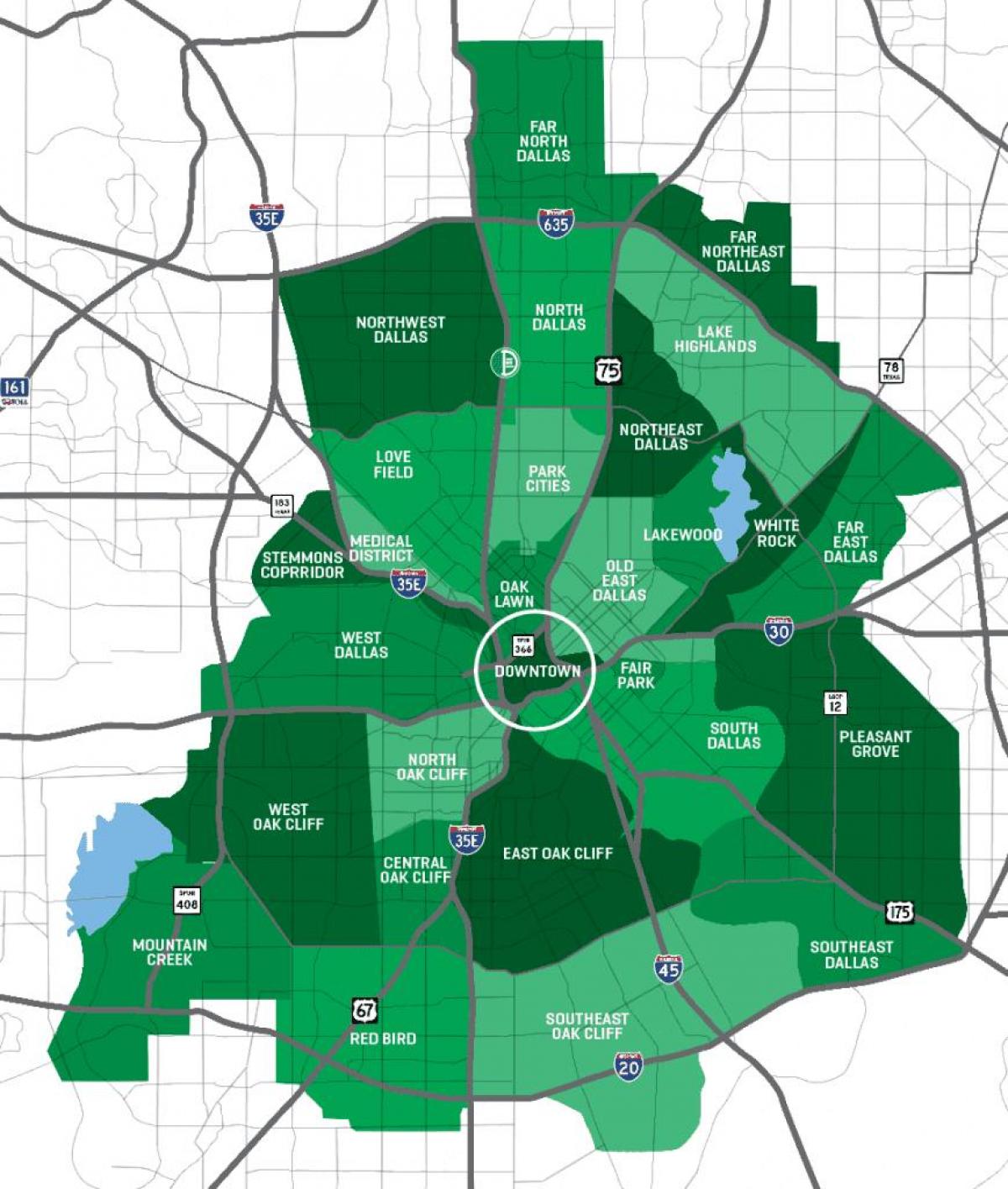 Plan des quartiers de Dallas