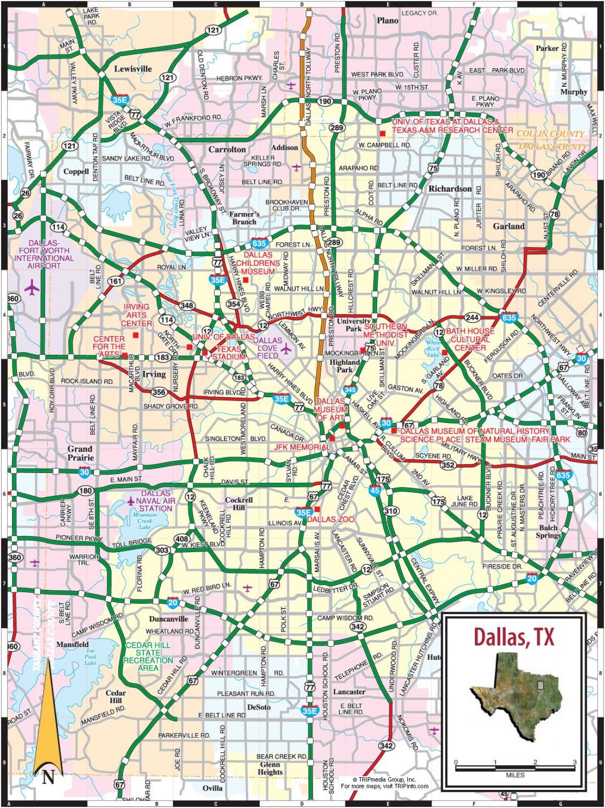 Plan des routes de Dallas