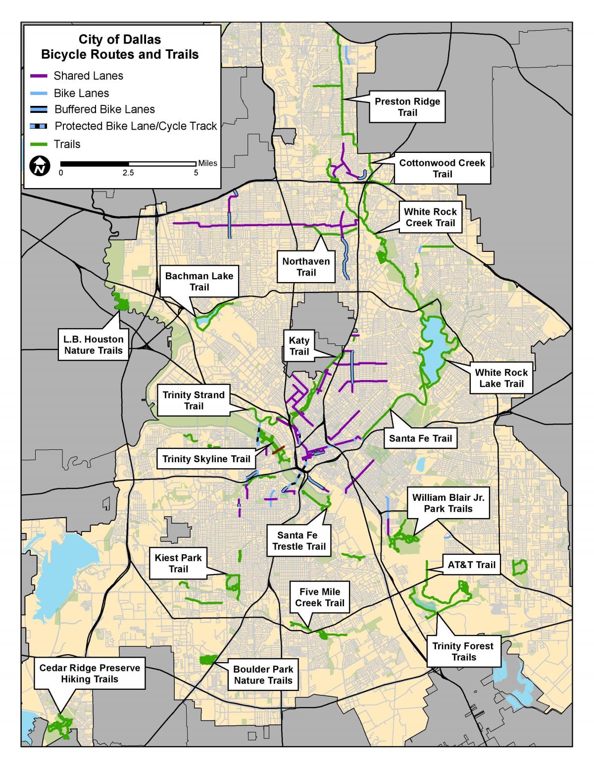 Plan des pistes cyclables de Dallas